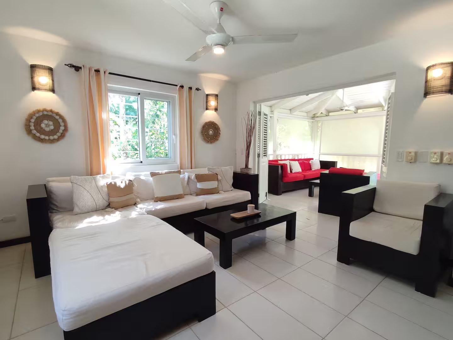 Casa Martin, the living room, open to the covered terrace