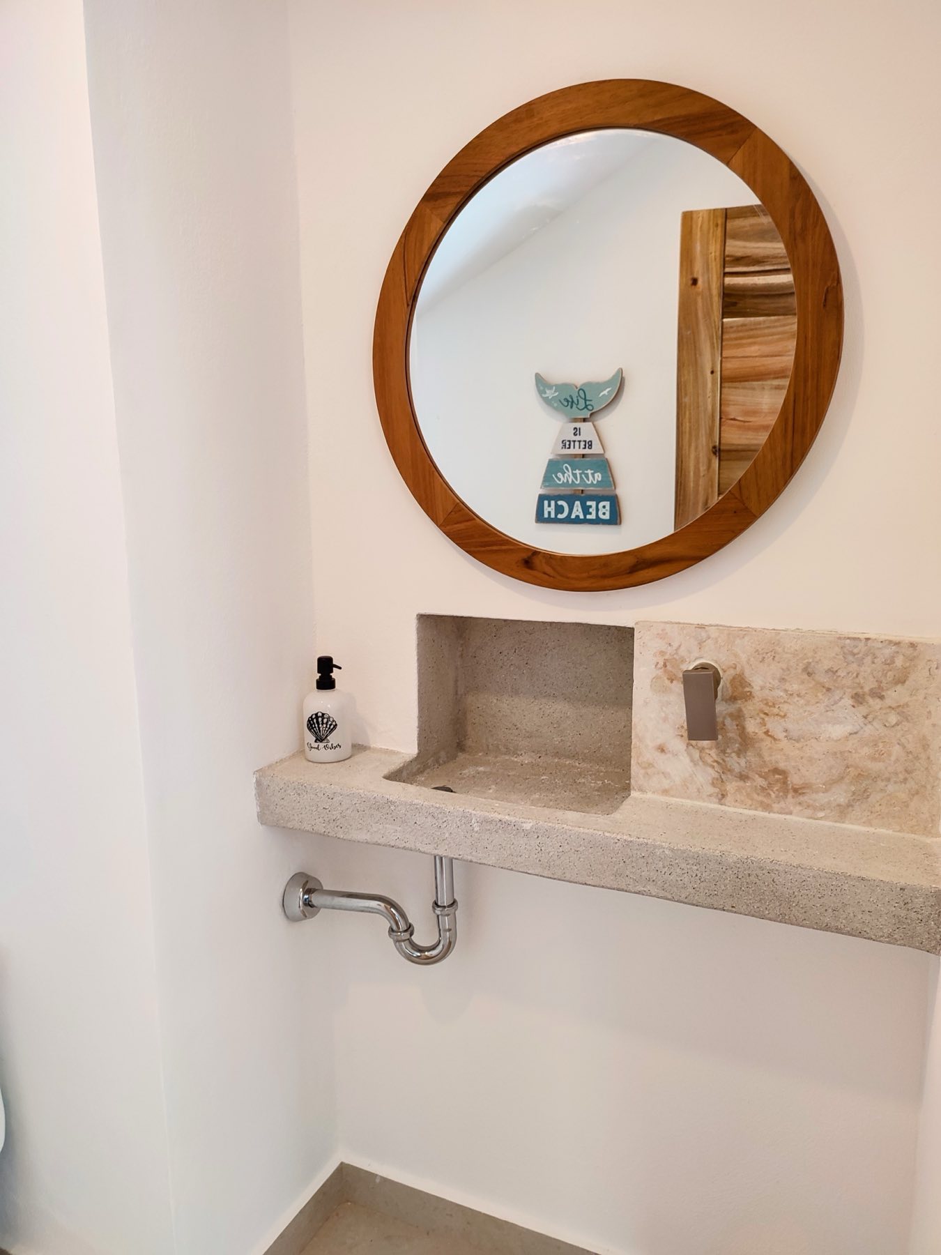 Villa Way, powder room, stone sink